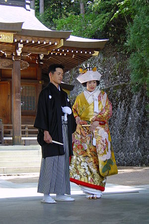 Couple married in a shinto ceremony in Takayam...
