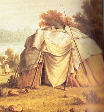 Ojibwe wigwam, from a 1846 painting by Paul Kane